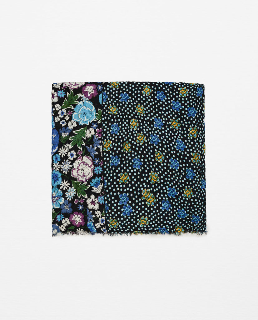 FLORAL PRINT PATCHWORK SCARF