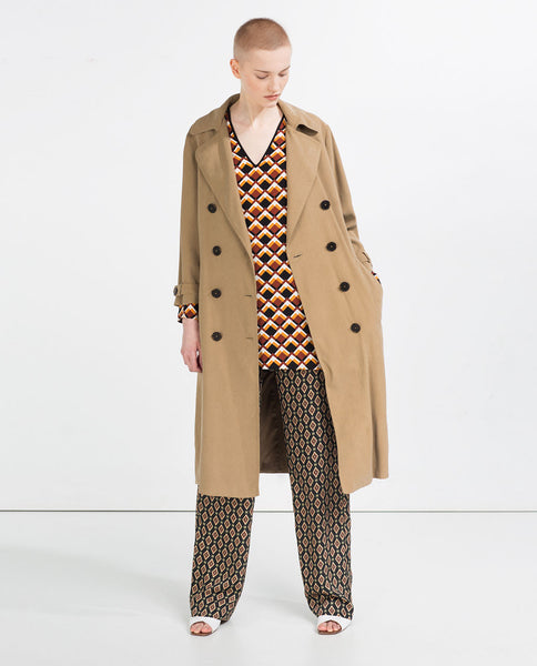 LONG CROSSOVER TRENCH COAT