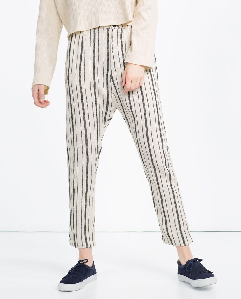 STRIPED BAGGY TROUSERS