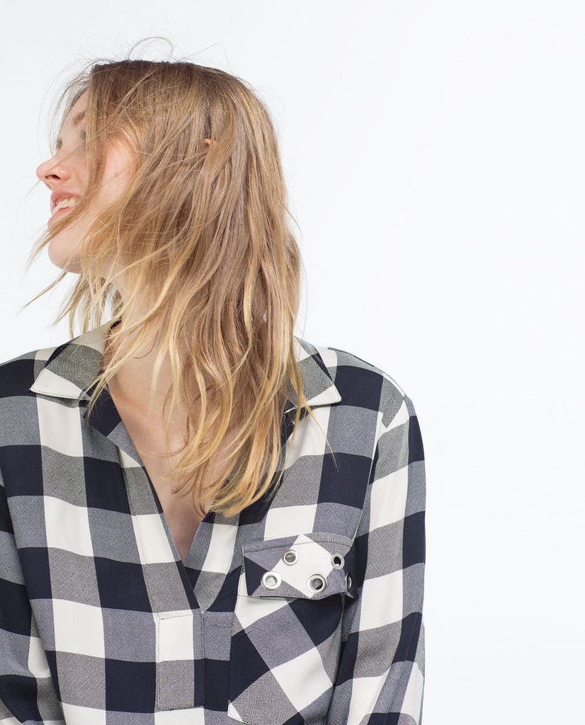 LOOSE CHECK BLOUSE