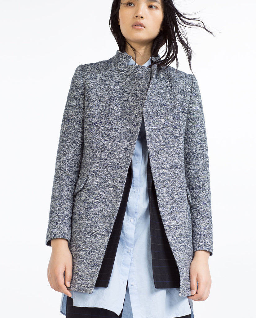 LONG BLAZER WITH CROSSOVER NECKLINE