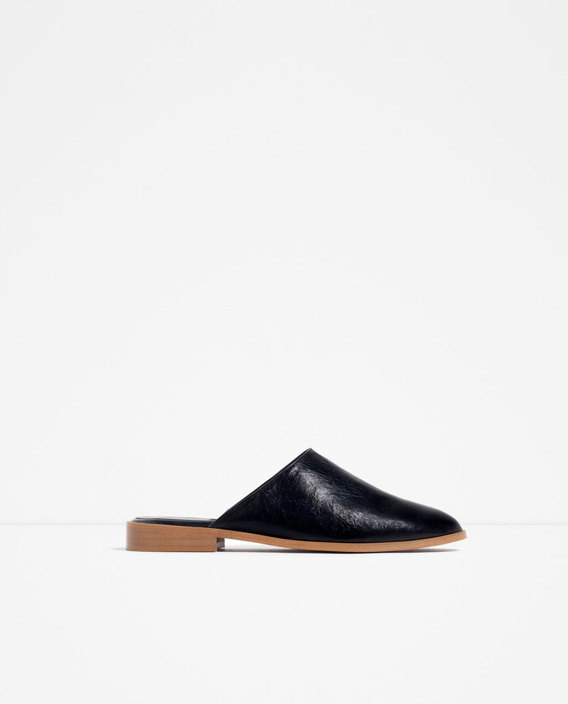 FLAT LEATHER SLIPPER SHOES