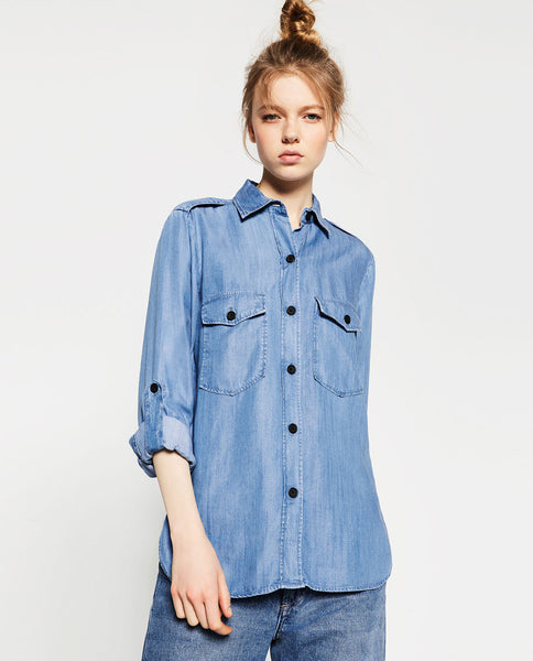 DENIM MILITARY SHIRT