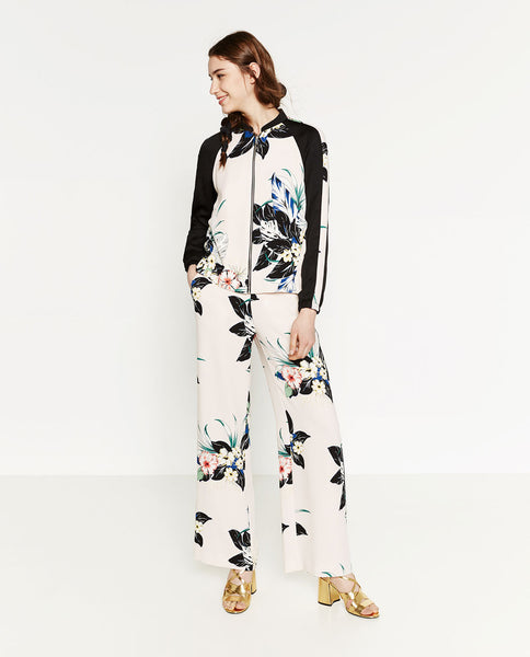 FLORAL PRINT BOMBER JACKET