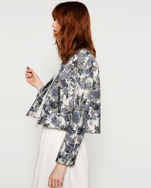 JACQUARD PRINT BOMBER JACKET