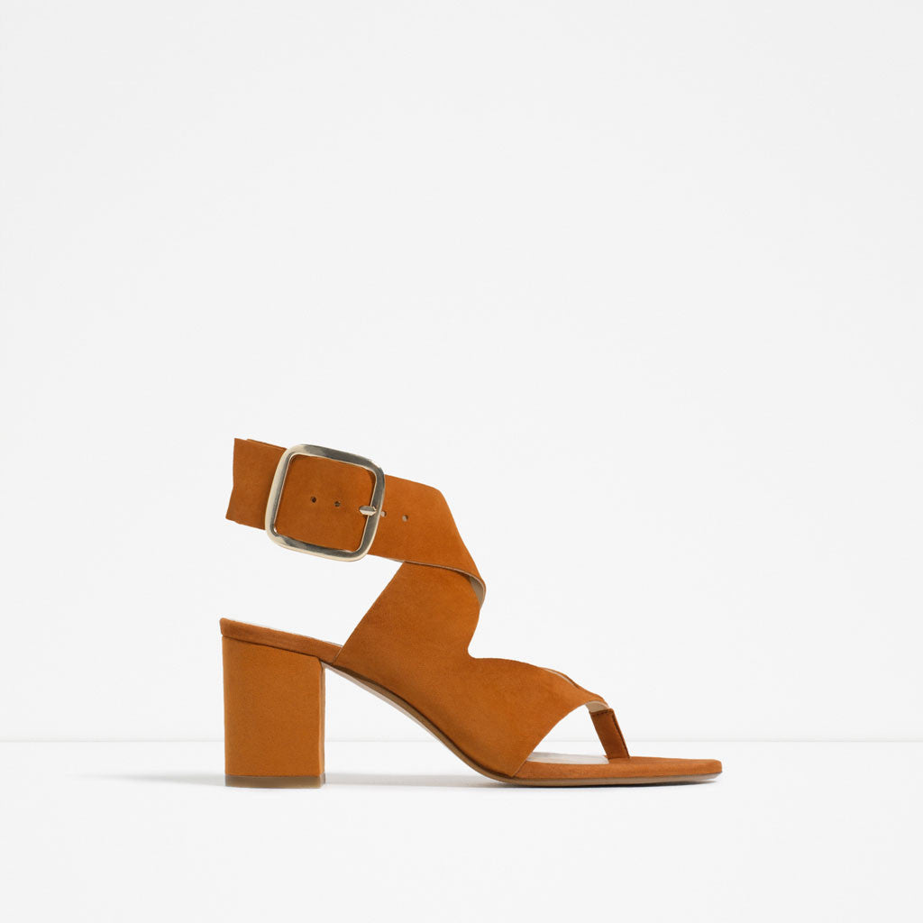 LEATHER HIGH HEEL SANDALS WITH BUCKLE