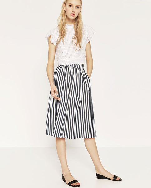 STRIPED TAFFETA SKIRT