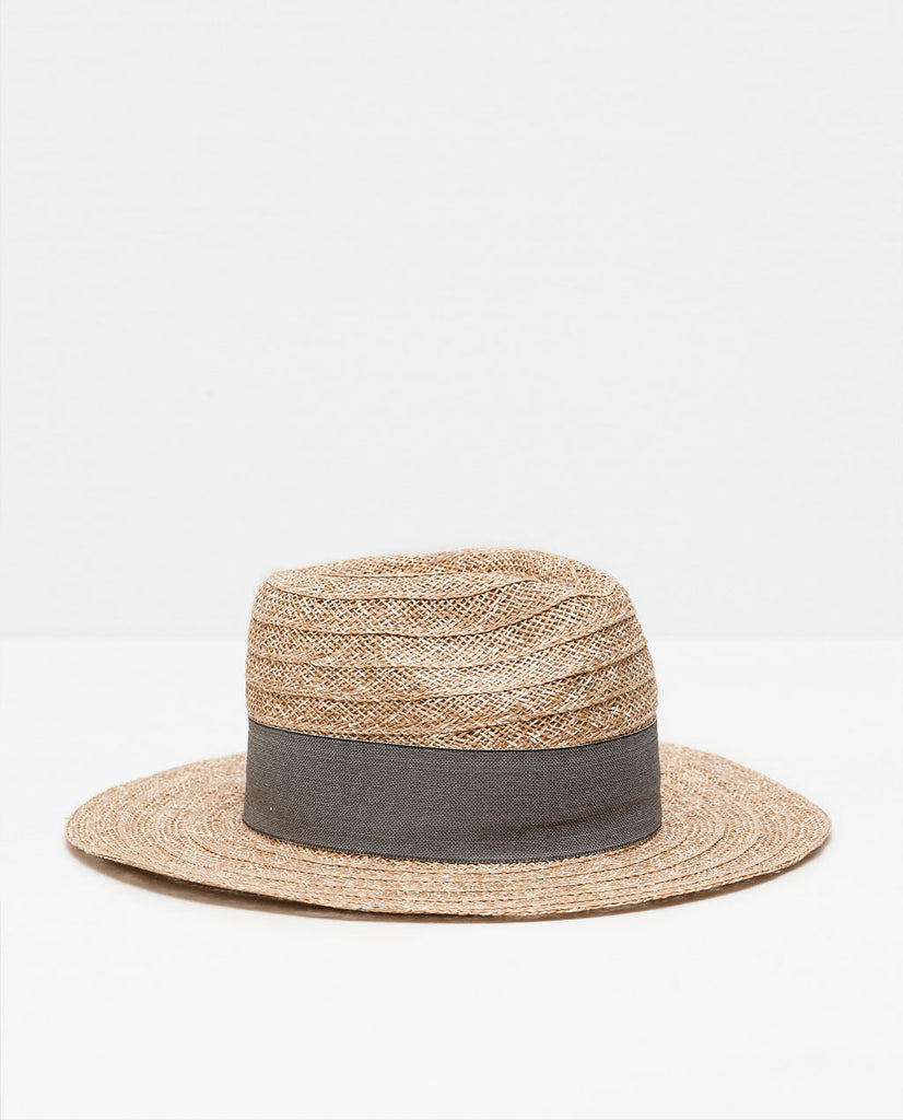 RAFFIA HAT WITH RIBBON