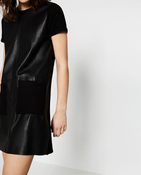 FAUX LEATHER DRESS