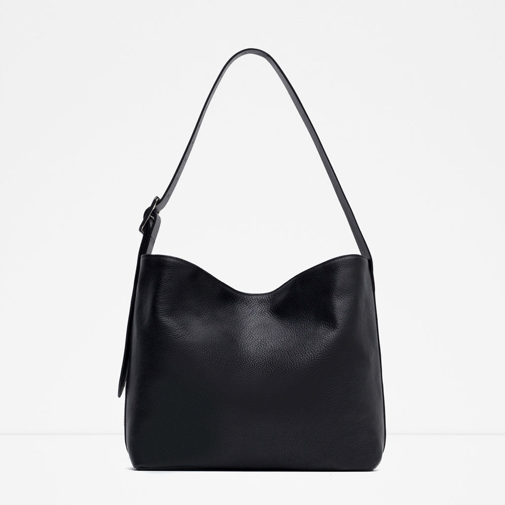 LEATHER BUCKET BAG WITH BUCKLE