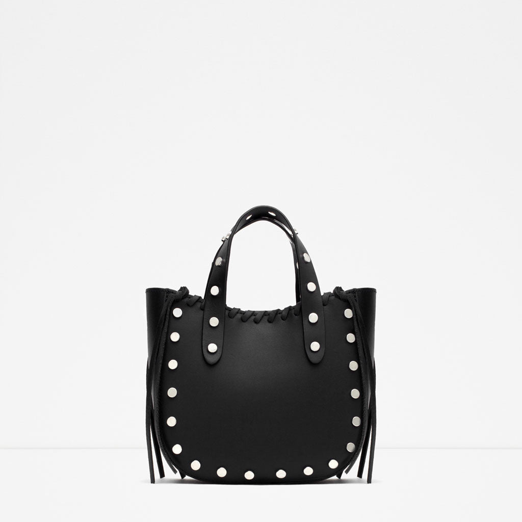 MINI LEATHER TOTE WITH STUDS