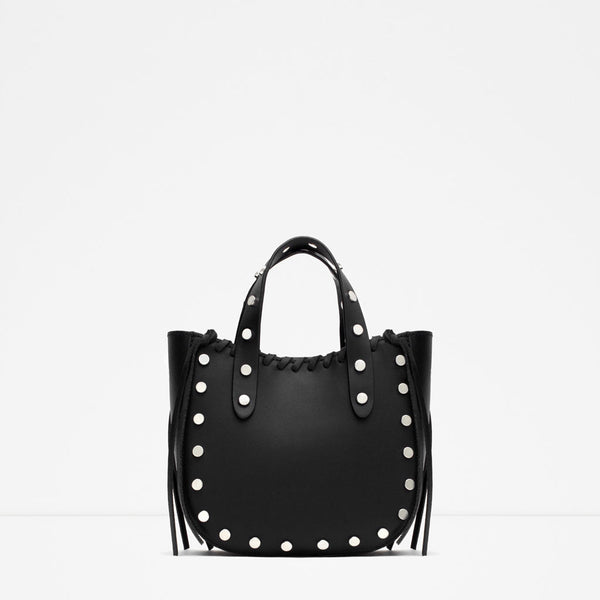 MINI LEATHER TOTE WITH STUDS