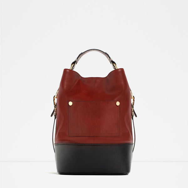 COLOR CONTRAST BUCKET BAG