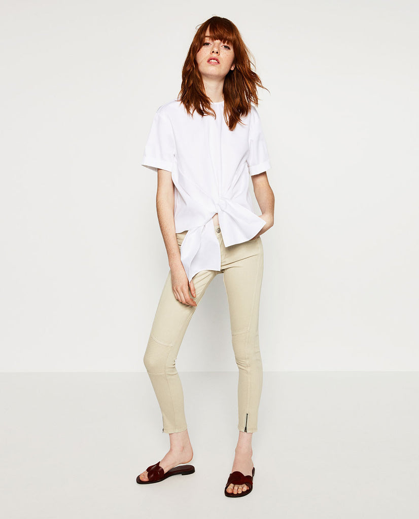 MID-RISE BIKER TROUSERS