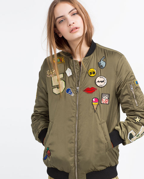 OVERSIZED BOMBER JACKET WITH PATCHES