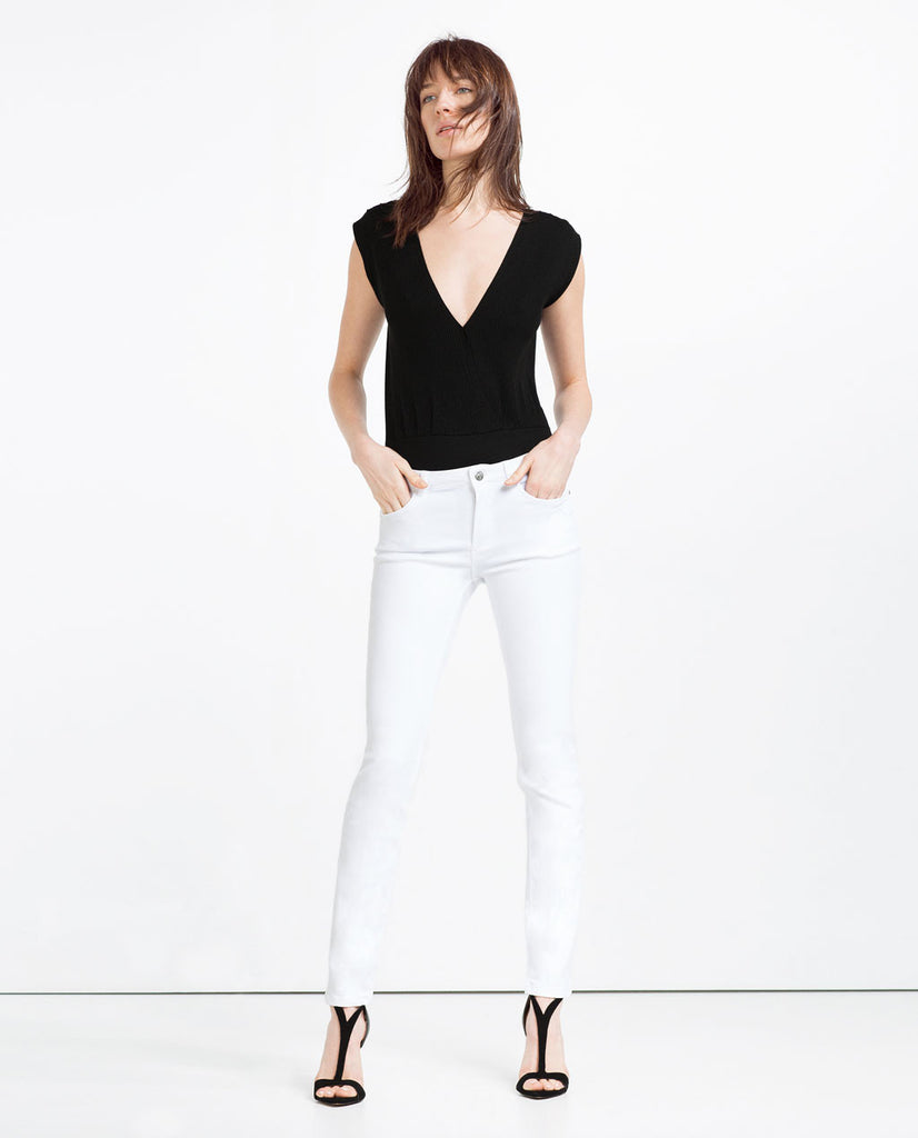 SKINNY MID-RISE TROUSERS