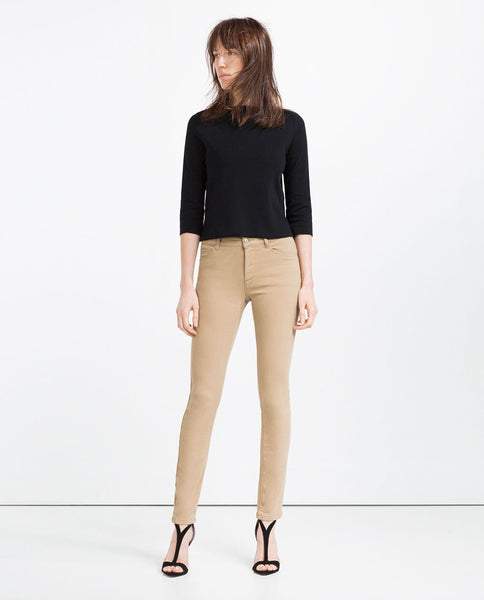 SKINNY MID-RISE TROUSERS