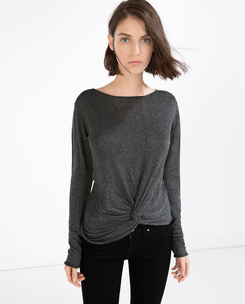 ASYMMETRIC SWEATER WITH KNOT