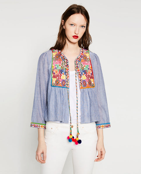 SHORT EMBROIDERED JACKET.