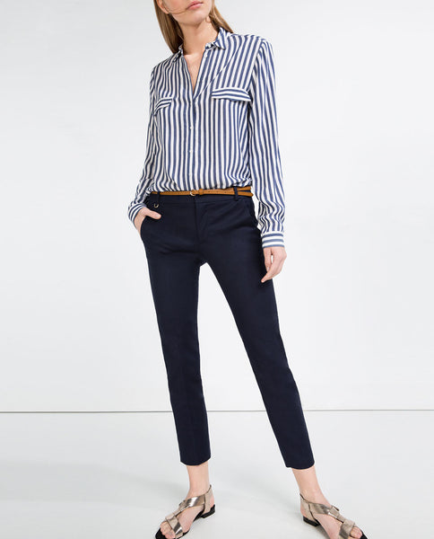 MID-RISE TROUSERS WITH BELT